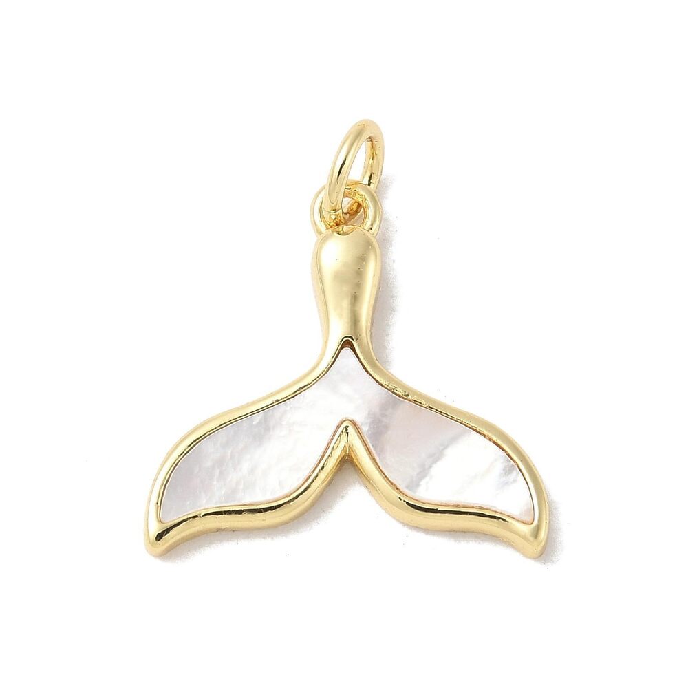 9053 5Pcs Brass Gold Plated Whale Tail Charms Sealife Ocean Mermaid Charms
